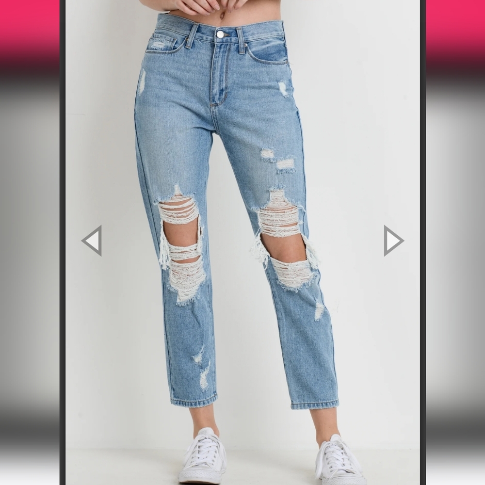 Just Black Cameron high rise distressed girlfriend jeans